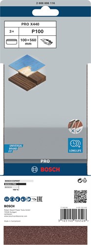 Accesorios bosch 3 neumáticos 100x560 x440, ideal para madera+pintura, k100 - 2608606116