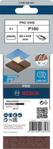 Accesorios bosch 3 neumáticos 65x410 x440, ideal para madera+pintura, k180 - 2608606021