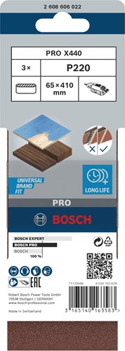 Accesorios bosch 3 neumáticos 65x410 x440, ideal para madera+pintura, k220 - 2608606022