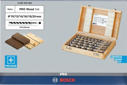 Accessori Bosch Set di trapani per tubi flessibili da 6 pezzi 10; 12; 14; 16; 18; 20 mm 235 mm 6 pezzi - 2607019322