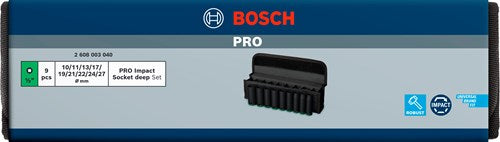 Accessori Bosch Set di bussole a percussione da 9 pezzi 77 mm, 10; 11; 13; 17; 19; 21; 22; 24; 27mm-2608003040