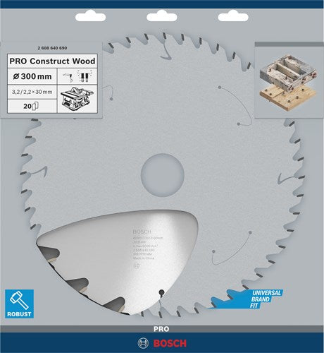 Bosch accesorios hoja de sierra circular construir madera 300 x 30 x 3,2 mm, 20 1 piezas - 2608640690