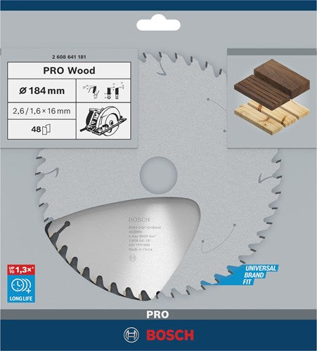 Bosch accesorios hoja de sierra circular optiline madera 184 x 16 x 2,6 mm, 48 1ud - 2608641181