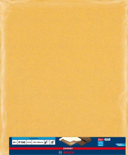 Bosch accesorios expert c470 hoja de papel de lija para lijado manual 230 x 280 mm, k100 - 50 pieza(s) - 2608900960