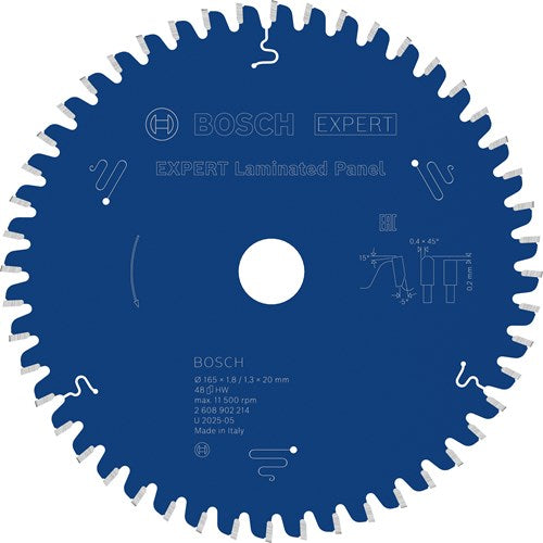 Bosch accesorios experto hoja de sierra circular para paneles laminados | 165 x 1,8 1,3 x 20 mm | t48 - 2608902214