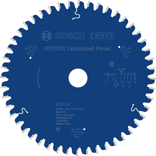 Bosch accesorios experto hoja de sierra circular para paneles laminados | 165 x 1,8 1,3 x 20 mm | t48 - 2608902214