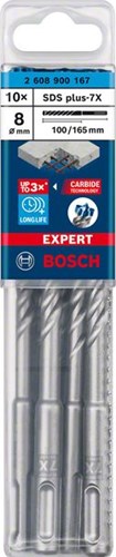Bosch accesorios experto sds plus-7x taladro percutor 8 x 100 x 165 mm - 10 pieza(s) - 2608900167