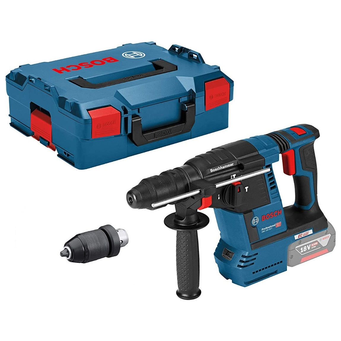 Taladro percutor inalámbrico bosch gbh 18v-26 f azul 2.6j | solo sin baterias ni cargador en l-boxx - 0611910001