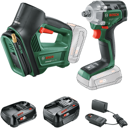 Imp batteria verde toolkit combipack universalactdrive 18v-350 + pompa universale 18v | incl. 1x PBA 18 V 2,0 Ah, 1x PBA 18 V 4,0 Ah - 0615a5009c