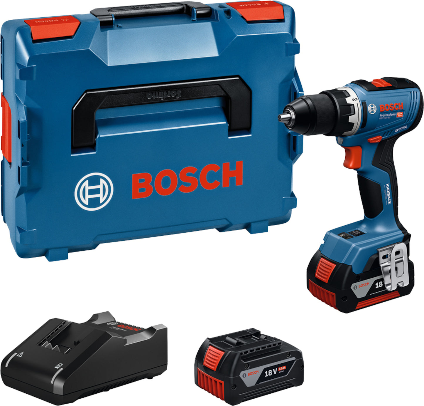 Taladro atornillador inalámbrico bosch gsr 18v-65 azul | 18v | incluido Cargador rápido gal 18v-40 2x batería gba 5.0ah - 06019n3203