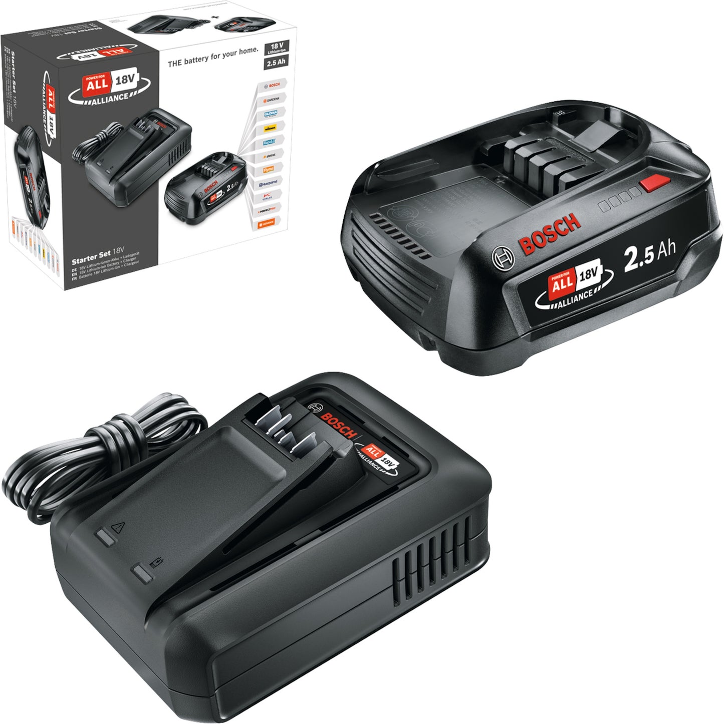 Caricatore della batteria set di avviamento GRS Bosch 18V 2,5ah