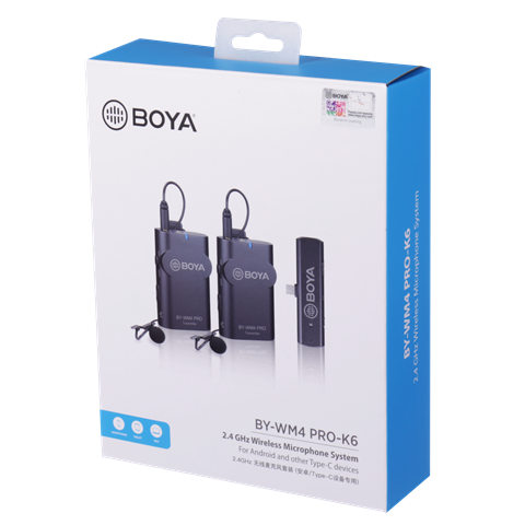 Duo Boya 2.4 GHz Microfono Lavalier Wireless By-WM4 Pro-K6 per Android