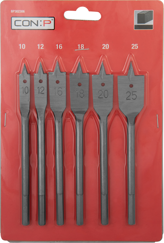 Con:p set frese per legno 10-25mm 6pz rosso - bp302306