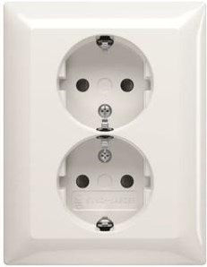 Busch jaeger wit inbouw stopcontact ra dubbel + kinderbeveiliging - 4694020