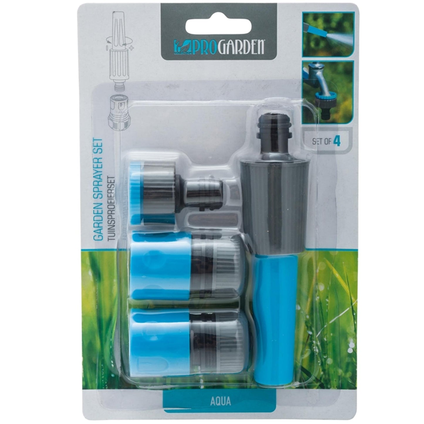 Spruzzatore da giardino di base set blu a 4 pezzi nero