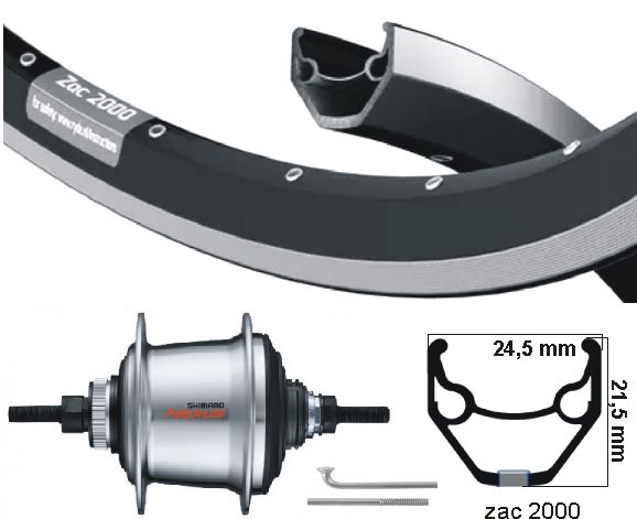 Kgs Shimano Ryde Ruota posteriore 28 pollici 622 Nero con bordo freno Nexus 7 disco o Velgrem