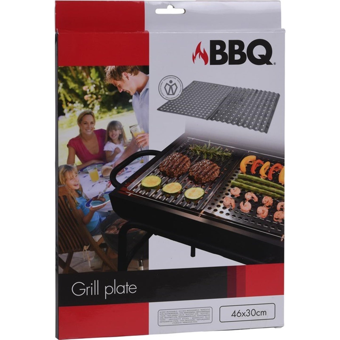Plancha BBQ 2 piezas acero inoxidable 46x30cm