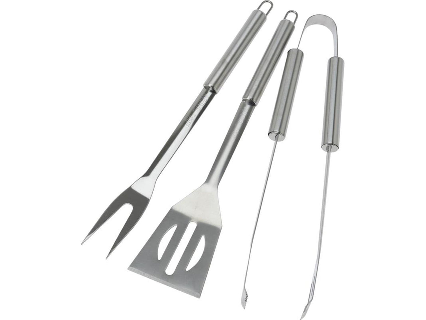 Juego de herramientas para barbacoa de 3 piezas de acero inoxidable.