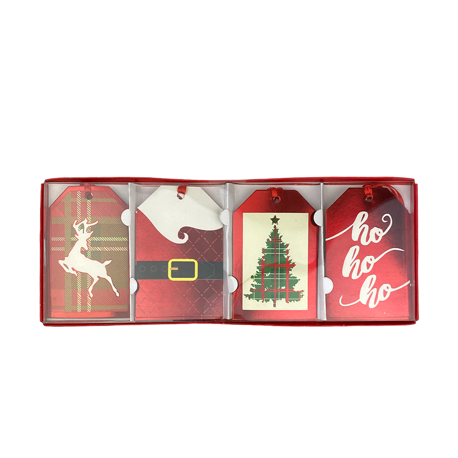 Etichetta regalo Natale rossa 10x6,5 cm 12 pezzi