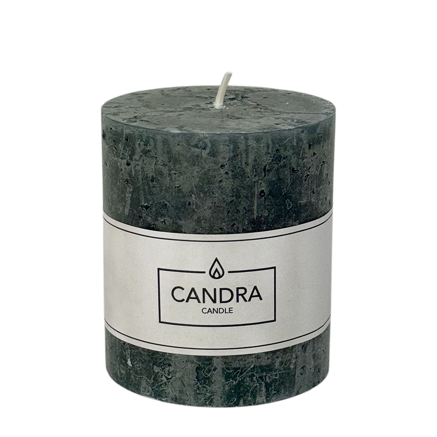 Candra vela rústica pilar verde oscuro 80 68mm