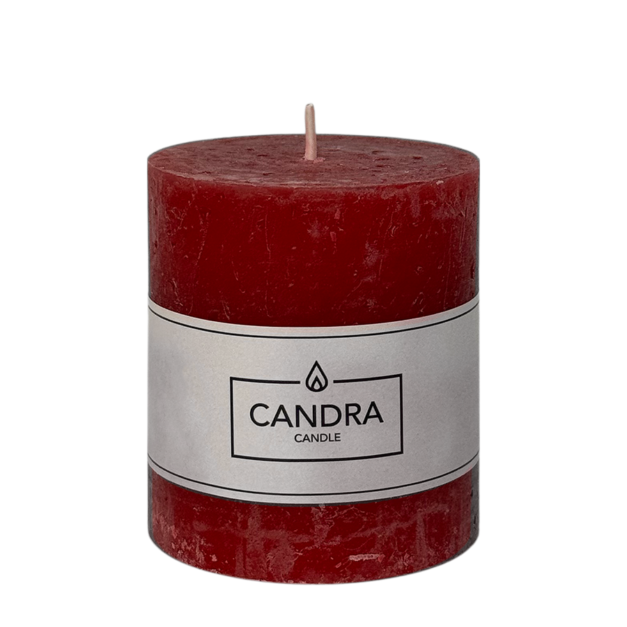 Candra candela rustica natalizia rossa 80 68 mm
