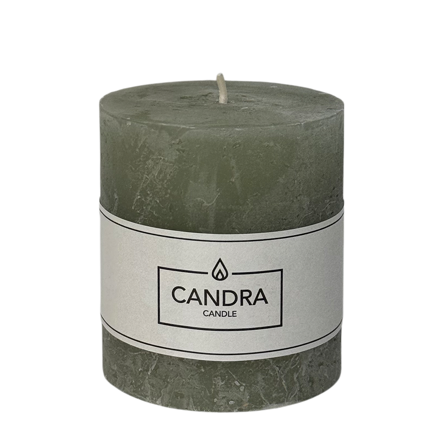 Candra vela rústica pilar verde salvia 80 68mm