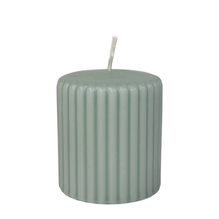Candela a colonna Candra rigata verde menta 80 68 mm