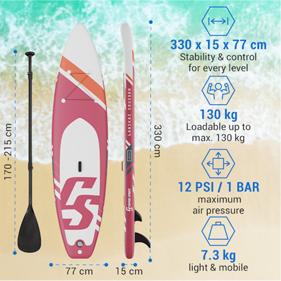 Ty capital sports sup board lanikai cruiser 10'8 rus red