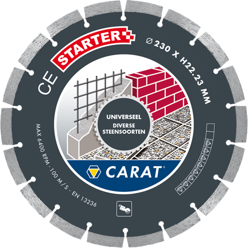 Sierra de diamante universal carat ces1403000 | seco | 140x22,23 mm | arrancador ce - ces1403000