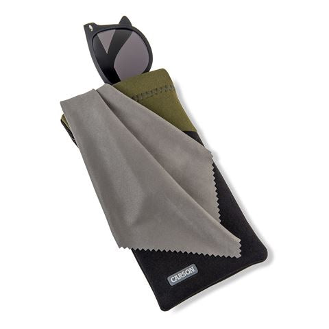 Coperchio di vetro di neoprene Carson con stoffa in microfibra oliva nera