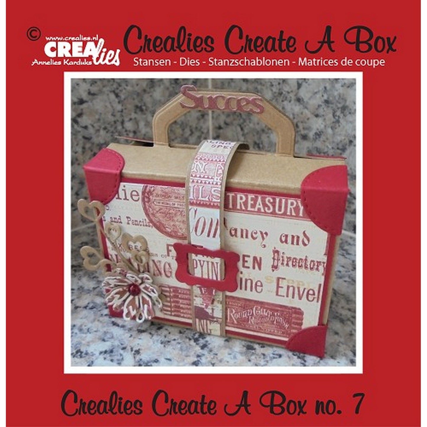 Crealies • creare un modello di ritaglio della scatola n.7 valigia