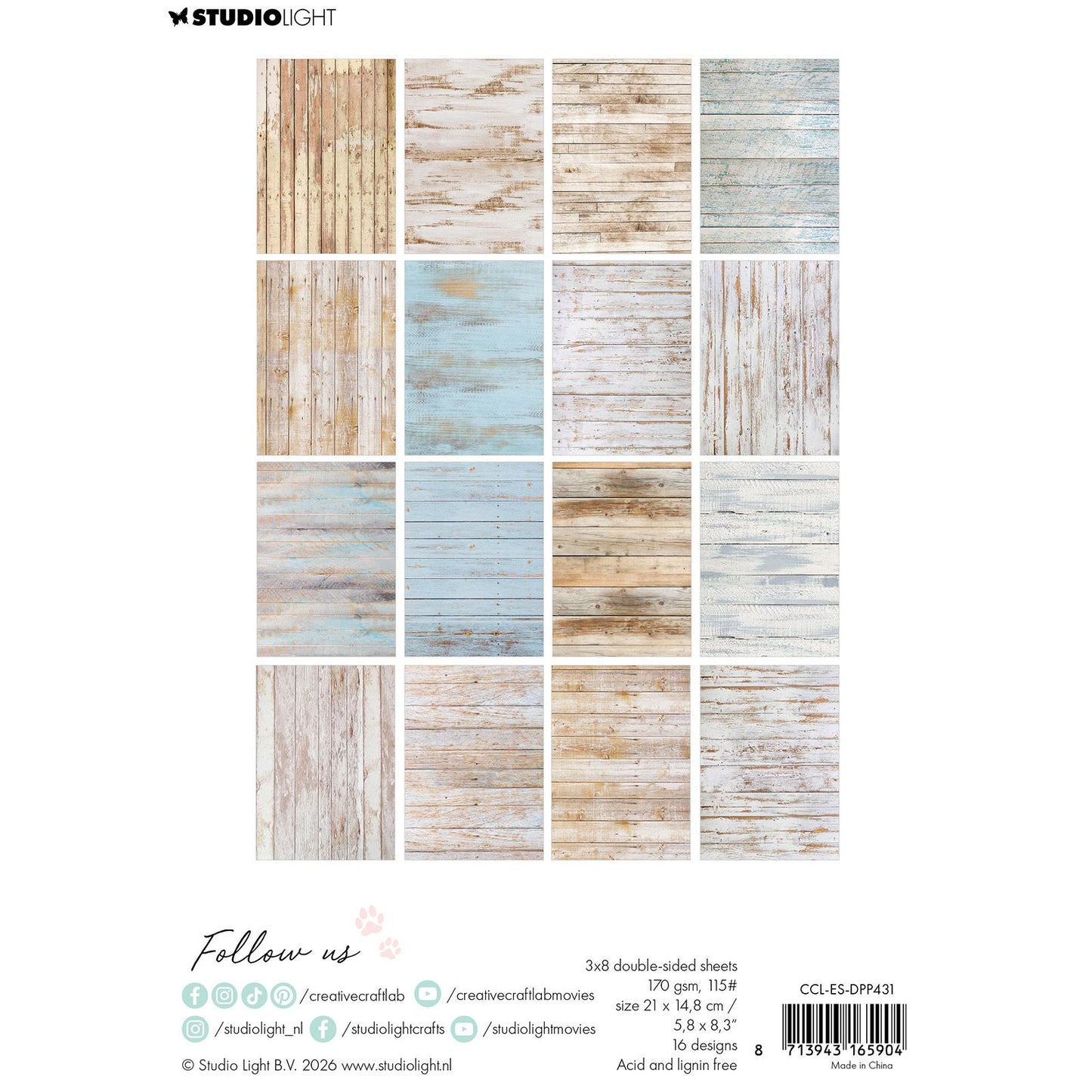 Creative craftlab • bloc de papel de diseño esencial madera desgastada