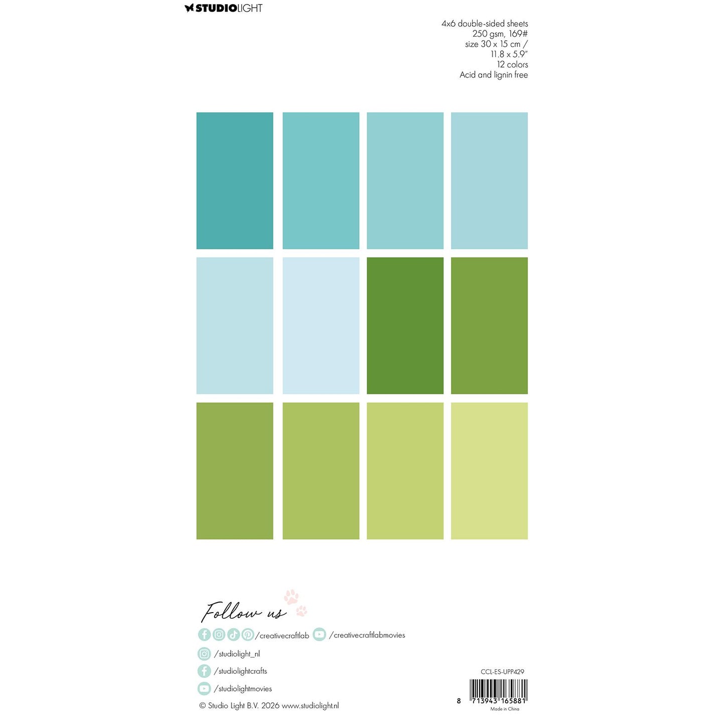 Creative craftlab • bloc de papel unicolor Essentials no azul no verde
