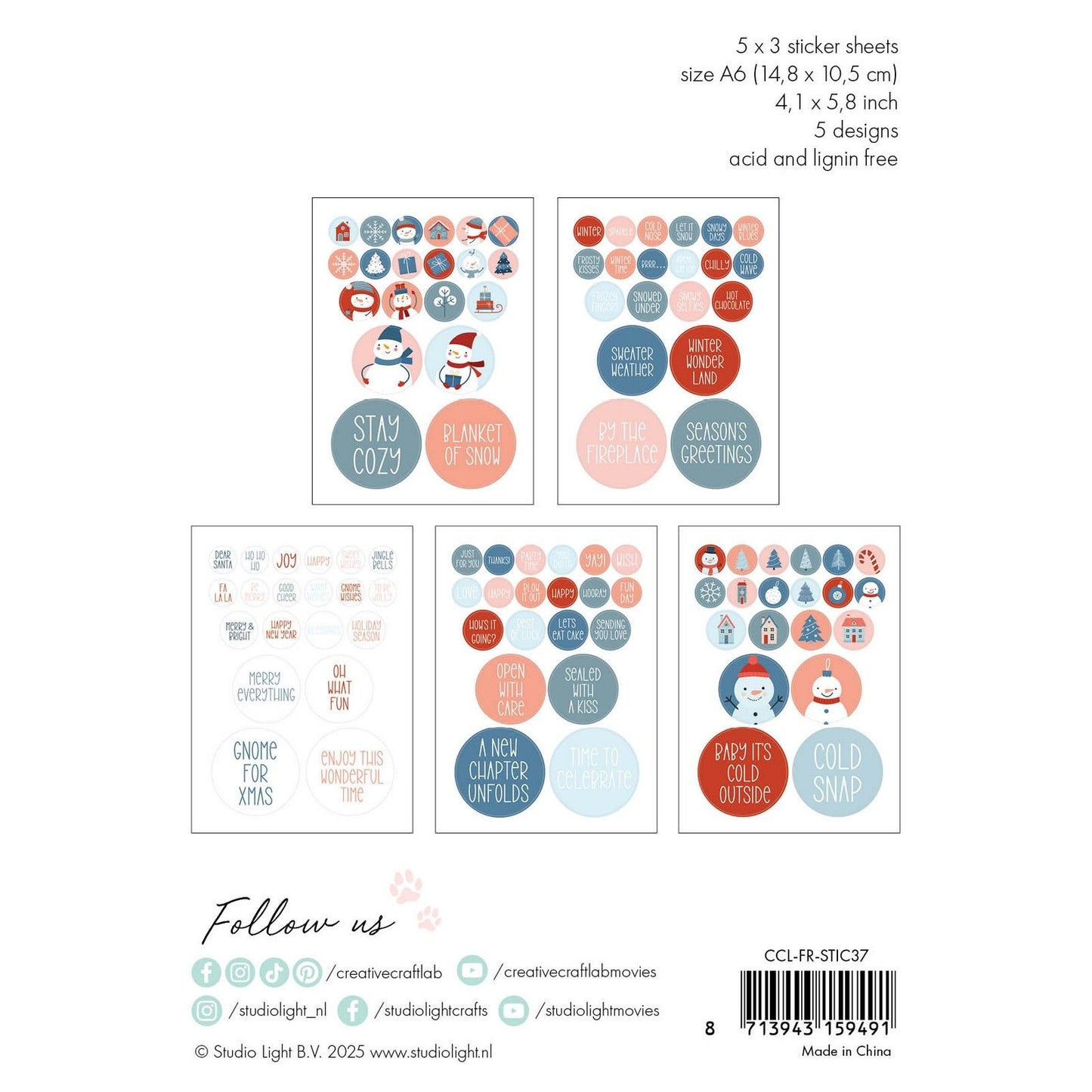 Creative craftlab • bloc de papel adhesivo friendz invierno