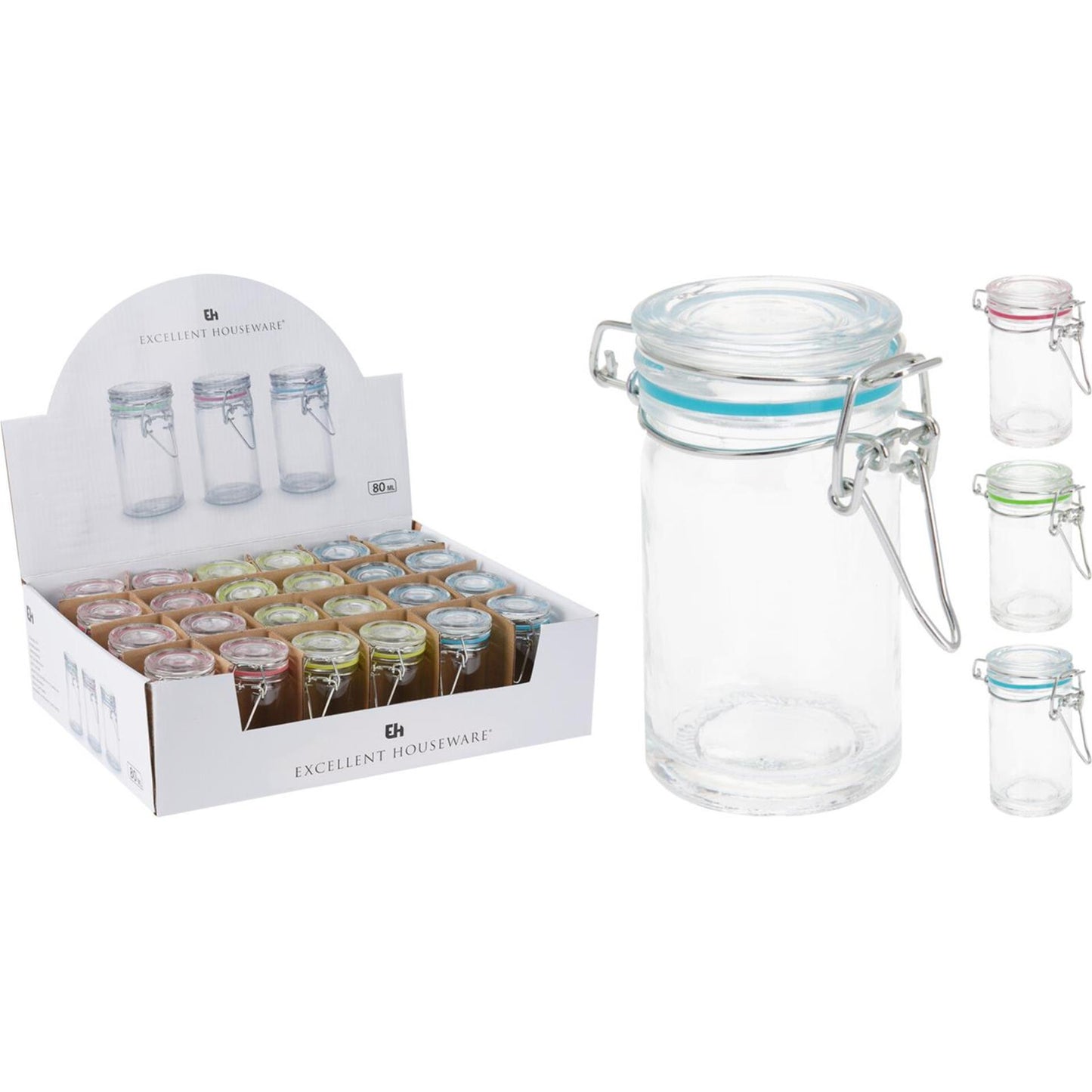 Excelente tarro de cristal para almacenamiento de artículos para el hogar ø4,5xh8,5cm