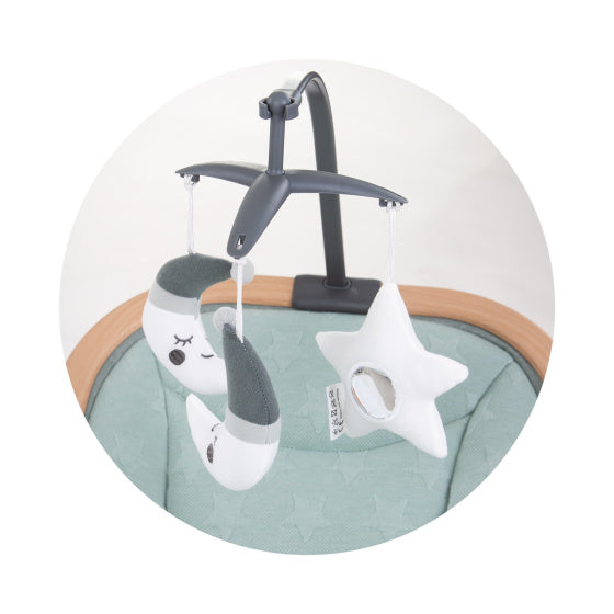 Mecedora plegable de terciopelo chipolino con grafito móvil beige gris de madera