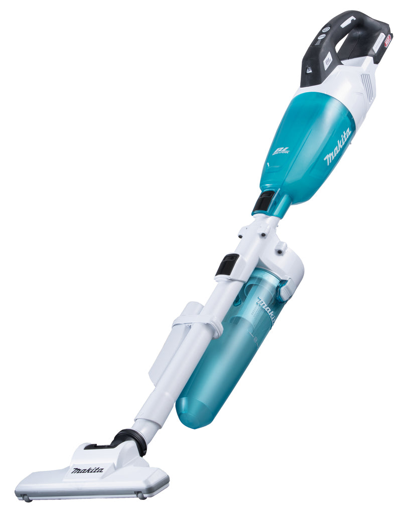 Makitacl001gz22| aspirapolvere bastone | 40 V massimo | versione bianca con capsula trasparente blu | con aspiratore a ciclone | corpo | senza batterie e caricabatterie