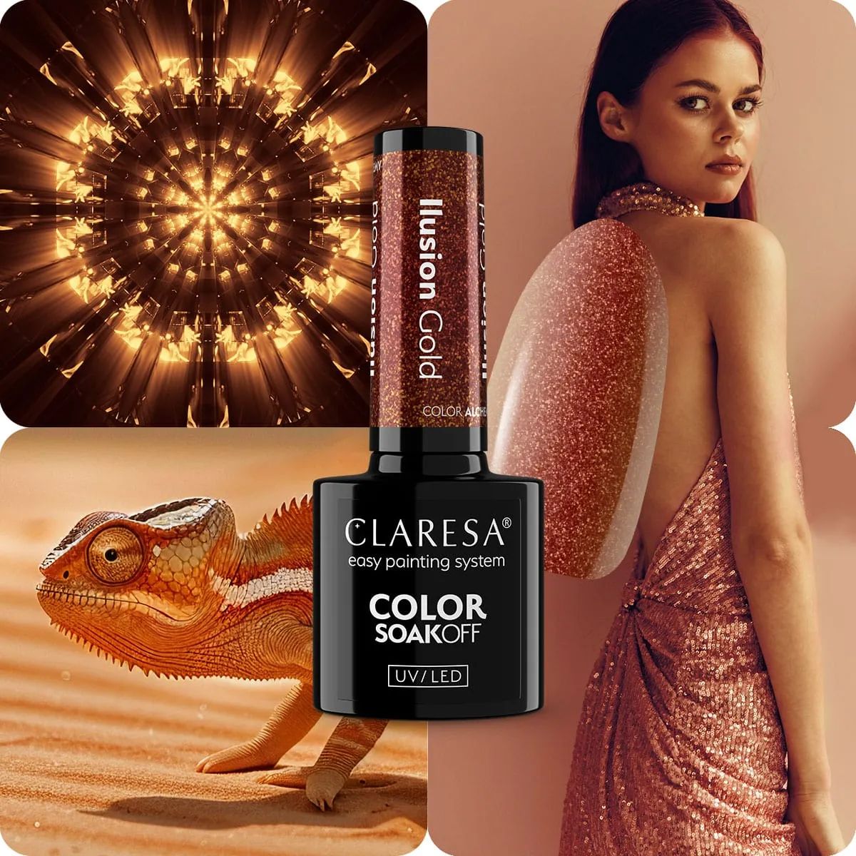 Claresa Esmalte en gel UV LED 5 ml Color Alchemy - Illusion Gold