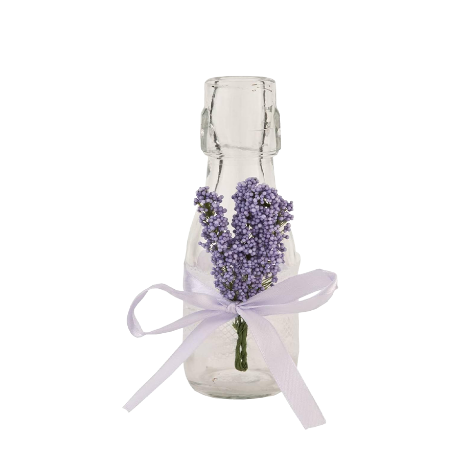 Clayre eef botella cristal lavanda ø6x13cm