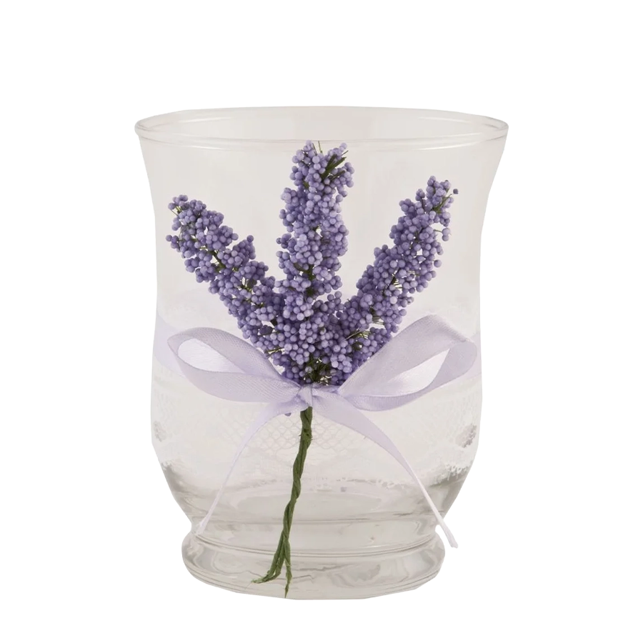 Clayre eef portavelas cristal lavanda ø8x10cm