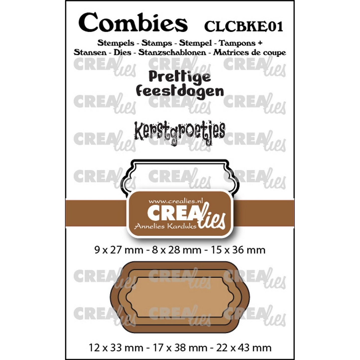 Crealies • set di timbri combinati Natale 01: 2 testi + 1 etichetta
