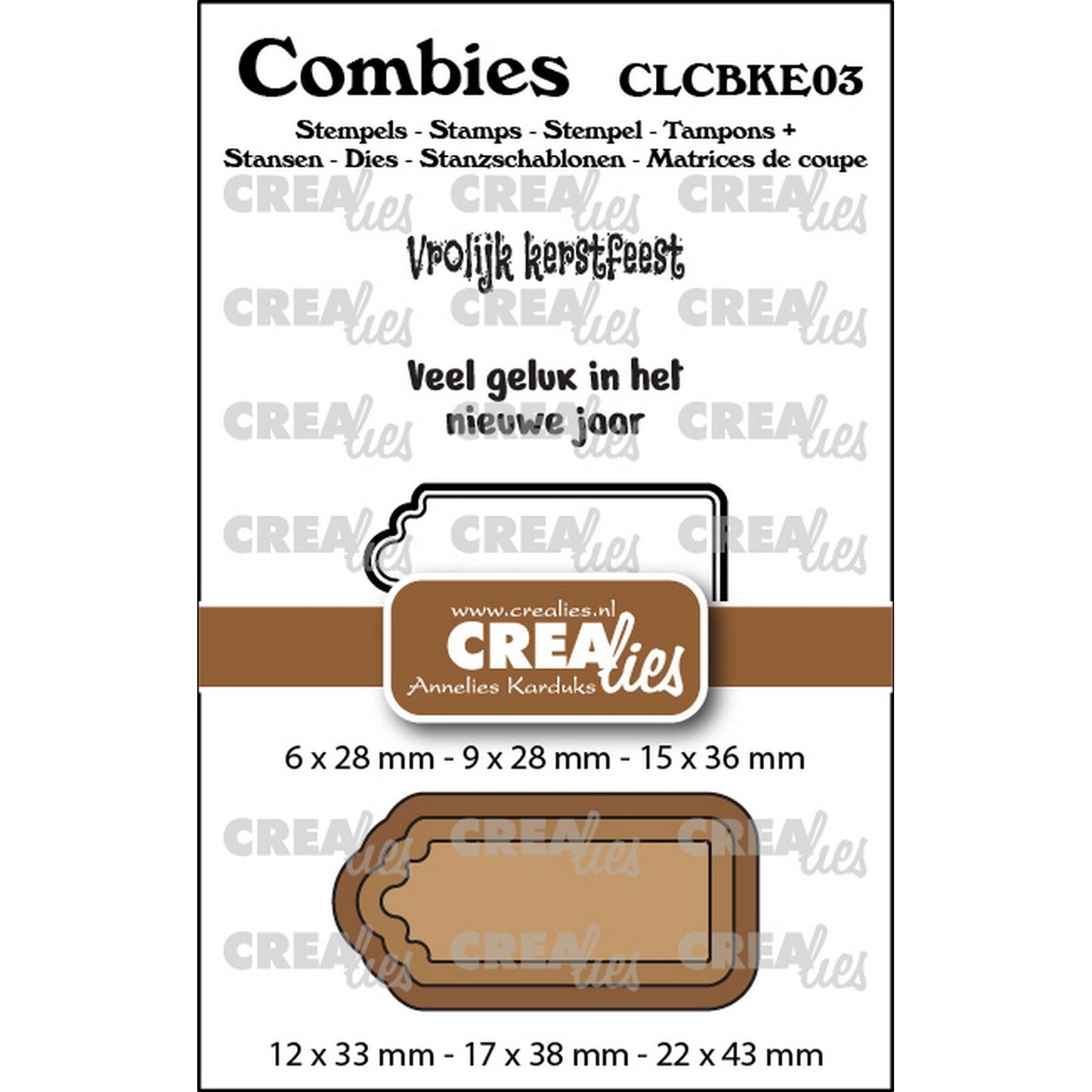 Crealies • set sellos combies Navidad 03: 2 textos + 1 etiqueta etiqueta