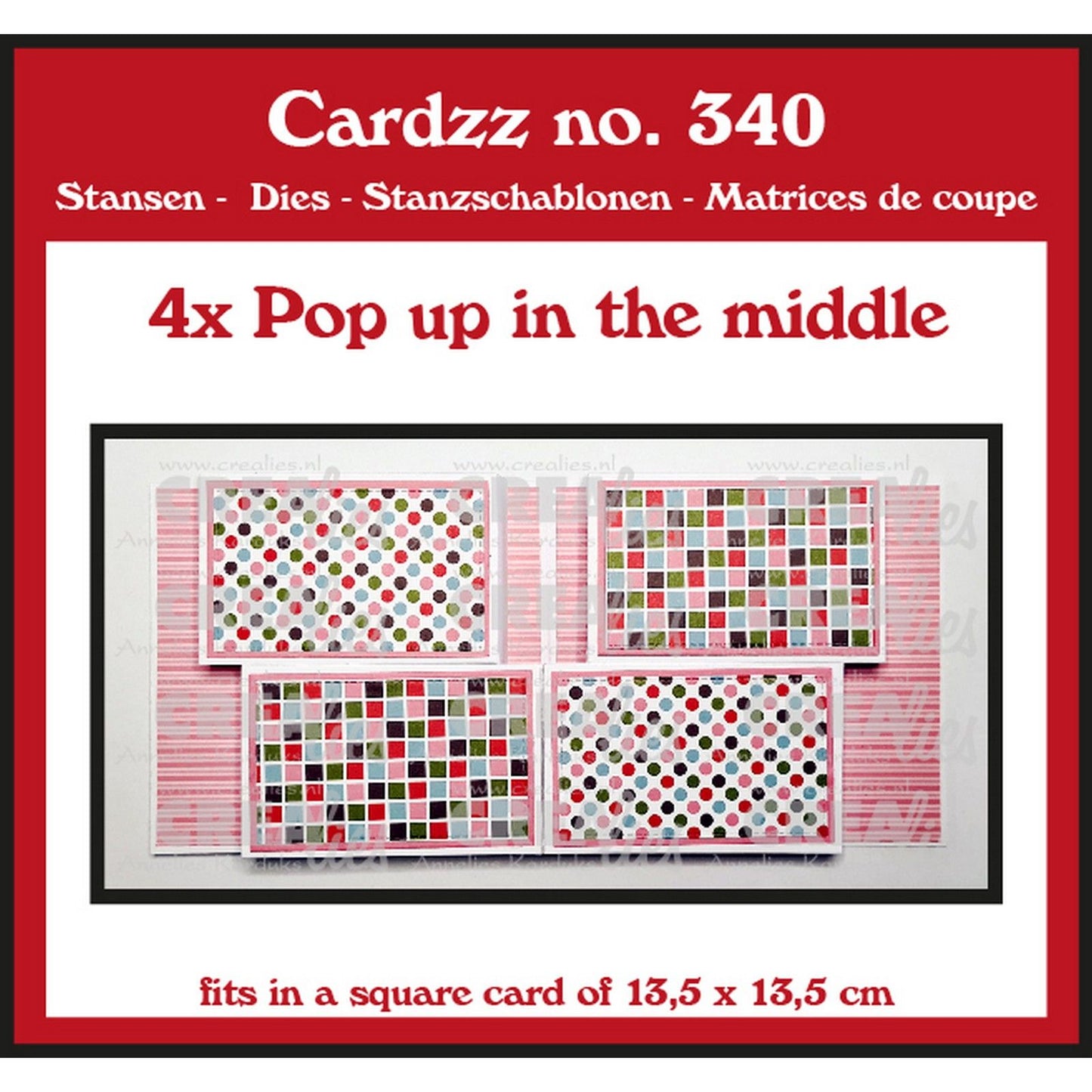 Crealies • fustella cardzz 4x pop-up al centro
