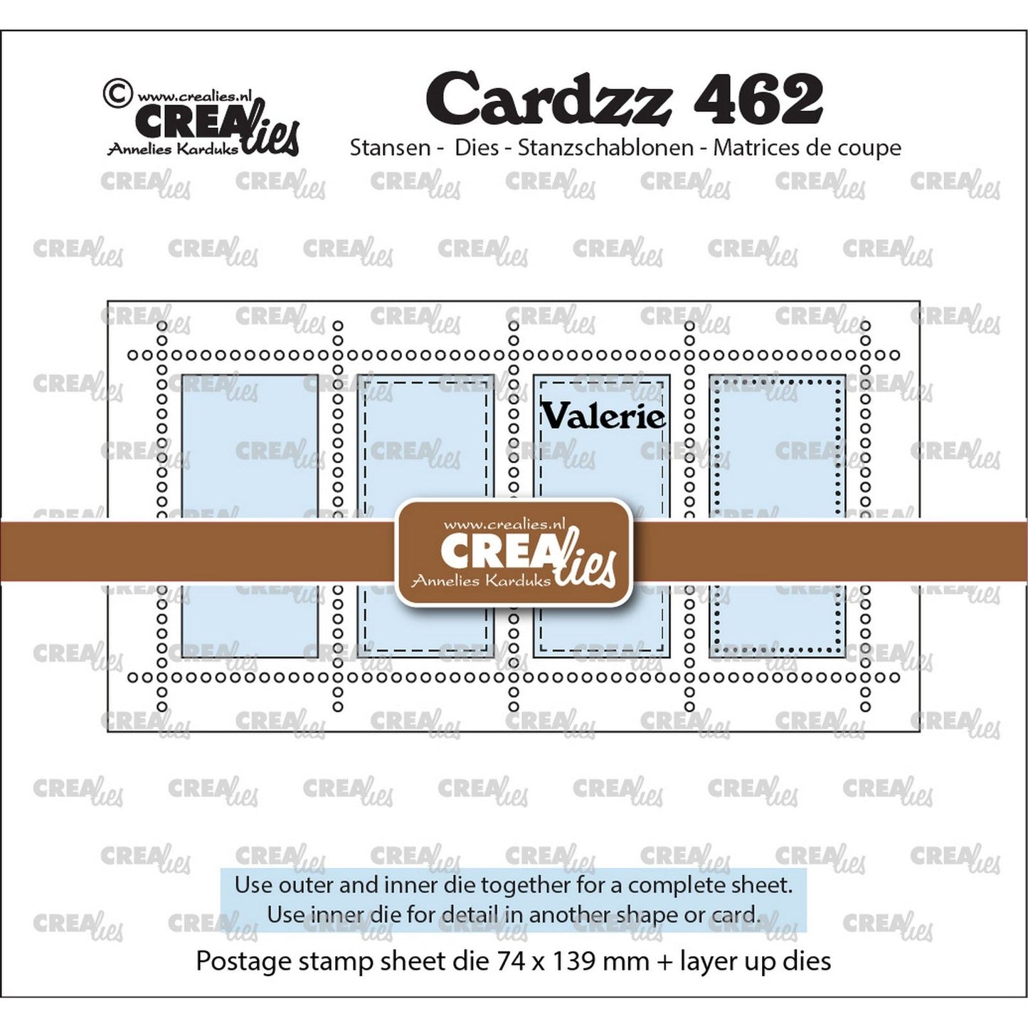Crealies • cardzz die mini hoja de sellos delgada valerie con 4 rectángulos verticales