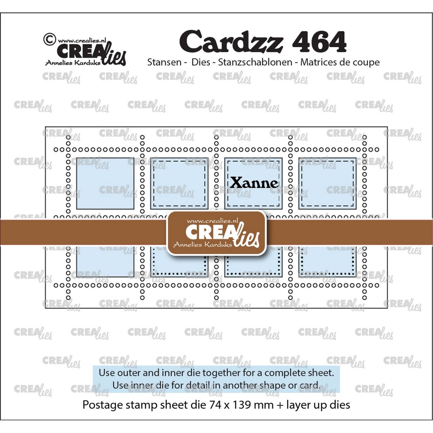 Crealies • cardzz die mini hoja de sellos delgada xanne con 8 rectángulos