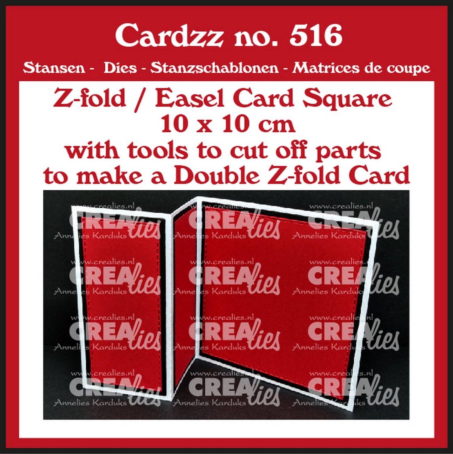 Crealies • tarjeta de caballete plegada en Z cardzz (doble) 10 x 10 cm