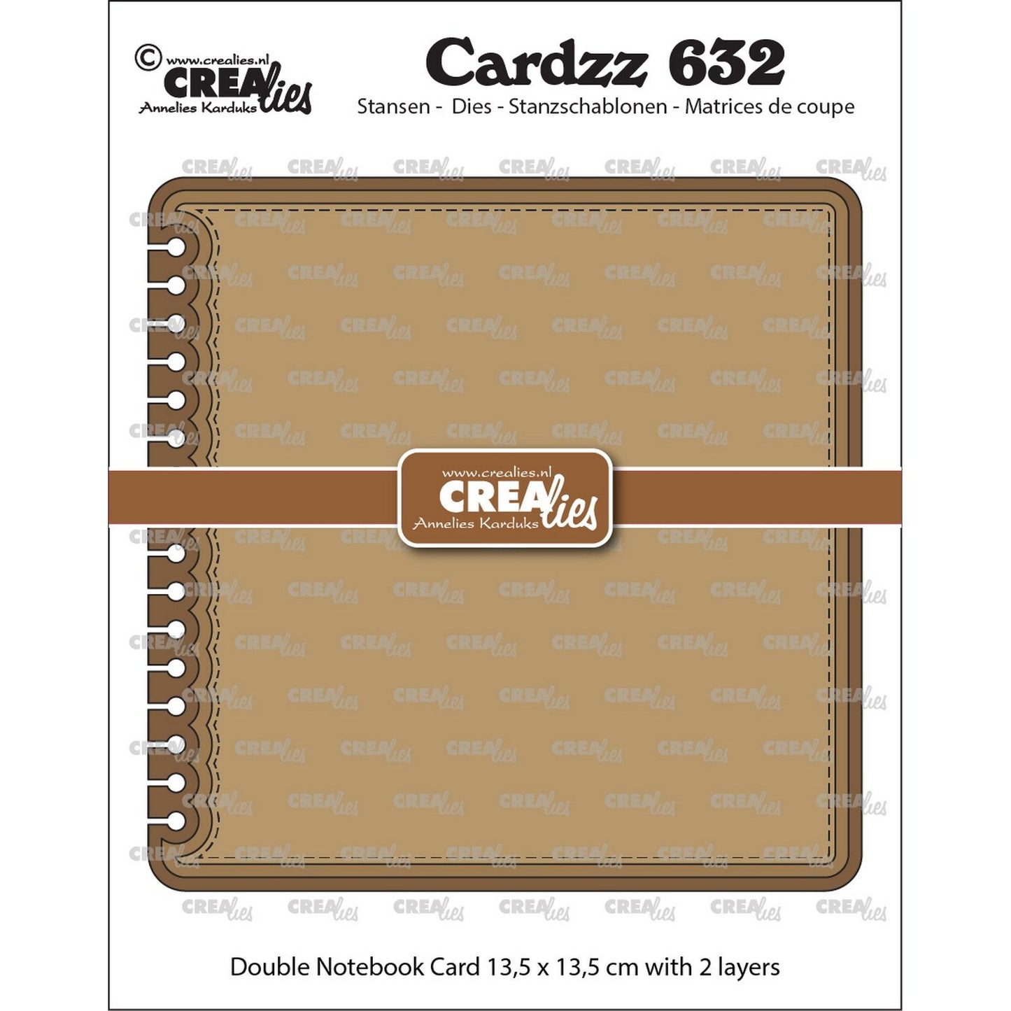 Crealies • libreta troquelada cardzz de doble cartulina 13,5x13,5cm con esquinas redondeadas