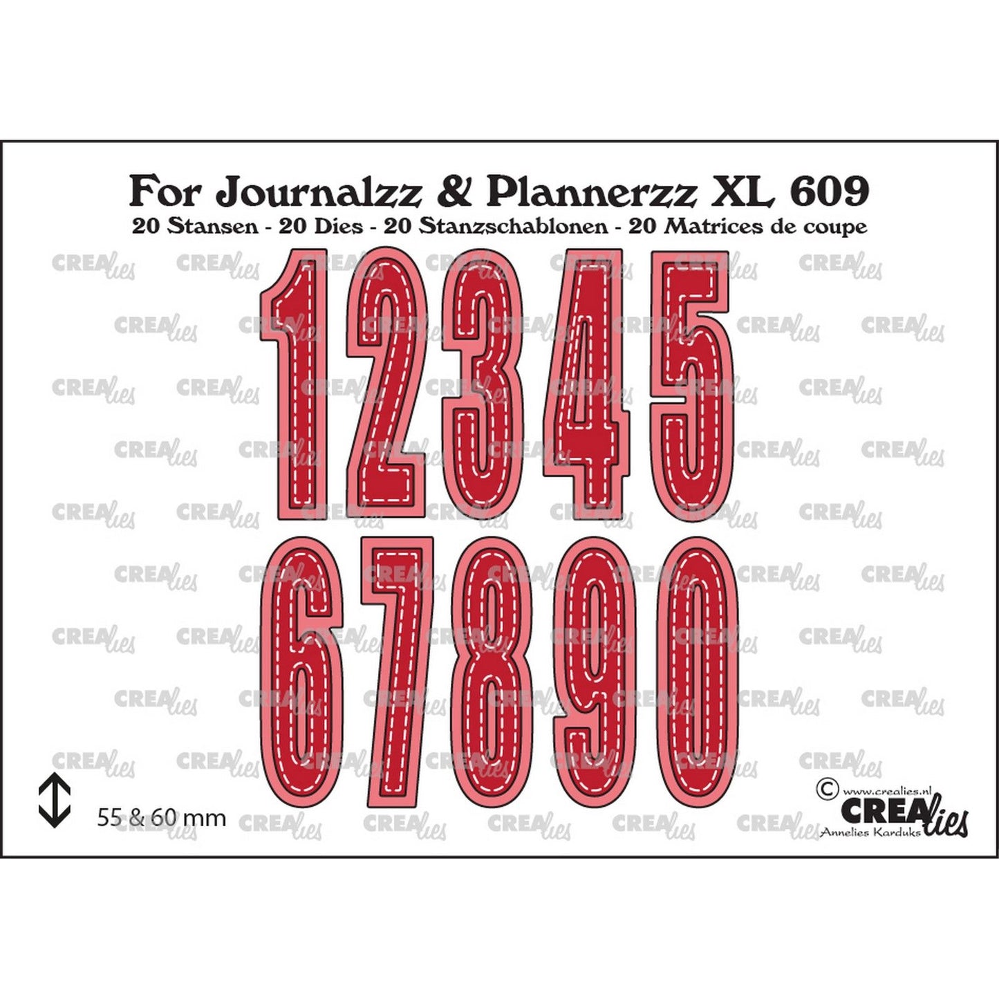 Crealies • troqueles de corte para Journalzz Plannerzz números xl con sombra no. 3