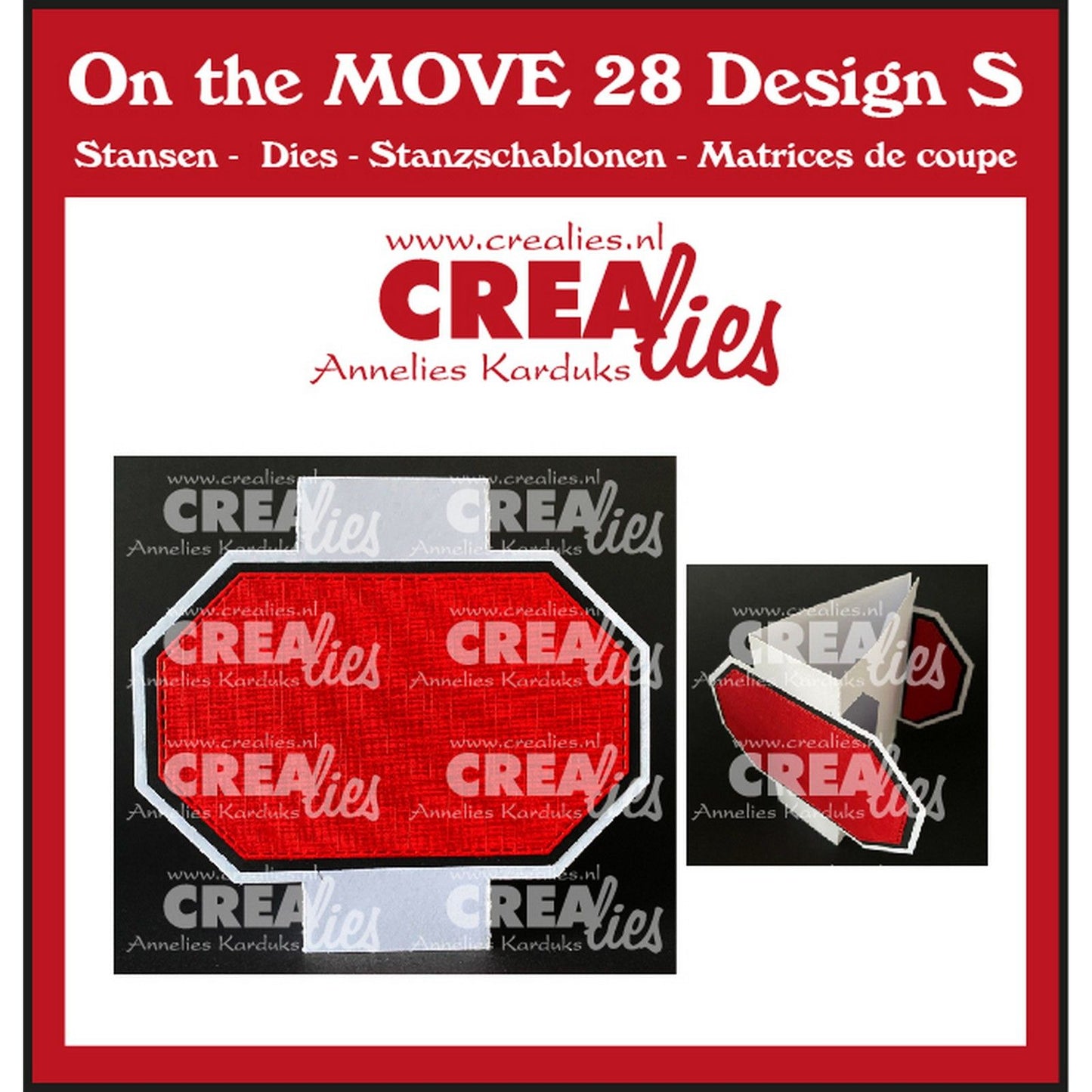 Crealies • tarjeta triangular con diseño en movimiento con medios octágonos