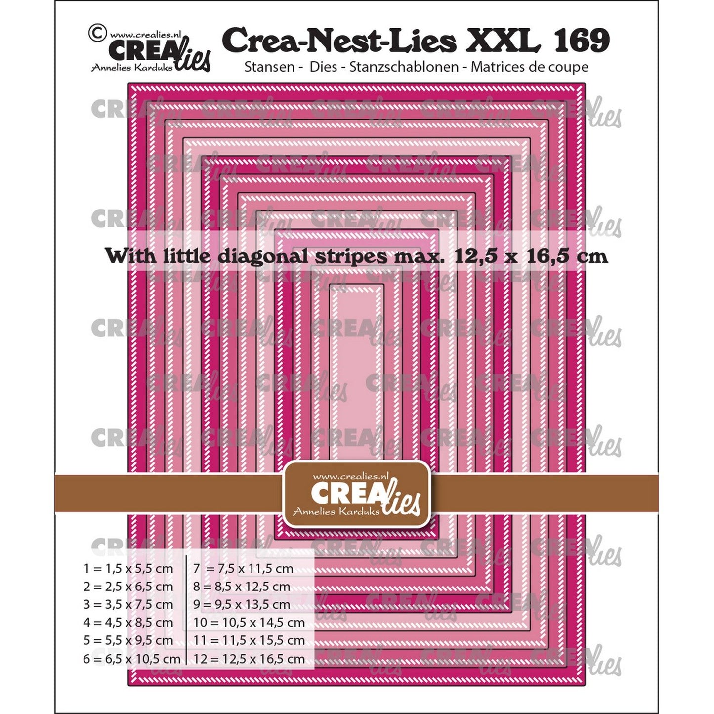 Crealies • crea-nest-lies xxl fustelle da taglio rettangoli con piccole linee diagonali